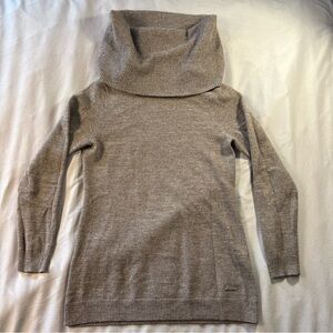 Smartwool Minturn Drape Long Sleeve Cowl Turtleneck Sweater Brown Merino Wool L